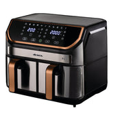 Ariete 9L Dual Air Fryer 2100W Double Basket Stainless Steel Pink Gold 4625