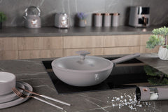 Berlinger Haus 28cm Wok Pan With Lid Taupe TitanPro Non-Stick Induction Base