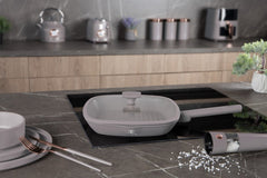 Berlinger Haus 28cm Grill Pan With Lid Taupe TitanPro Non-Stick Induction