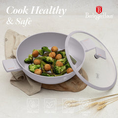 Berlinger Haus 30cm Shallow Pot With Lid Taupe TitanPro Non-Stick Induction