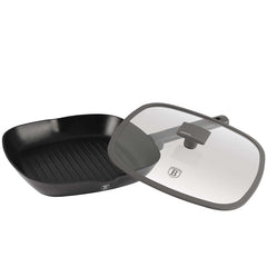 Berlinger Haus 28cm Grill Pan With Lid Anthracite TitanPro Non-Stick Induction