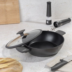 Berlinger Haus 28cm Shallow Pot With Lid Anthracite TitanPro Non-Stick Induction