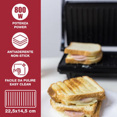 Beper Electric Grill, Non Stick Coating, Steel, 800W Black