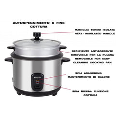 Beper Rice And Steam Rice Cooker And Steamer, 625g Rice, Glass LID