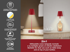 Beper Rechargeable 2IN1 Cristal Table Lamp - Christmas Edition Red