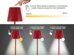 Beper Rechargeable 2IN1 Cristal Table Lamp - Christmas Edition Red
