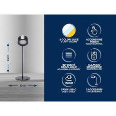 Beper Rechargeable 3in1 Magnet Lamp, Black