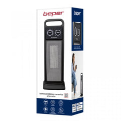 Beper Ceramic Tower Fan Heater 2000W, 2 Power Settings, Safe With Auto