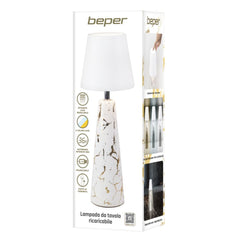 Beper Marble Battery Table Lamp, Marble Ceramic Design With Gold Detail,