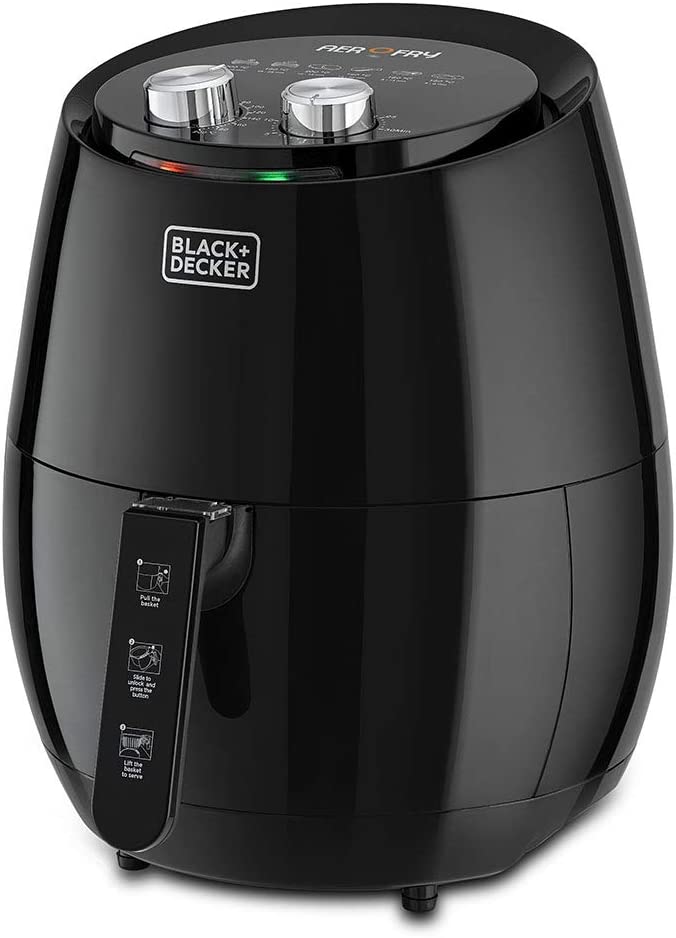 Black & Decker 4.5L Rapid Air Convection Manual Aerofry Airfryer, Blac