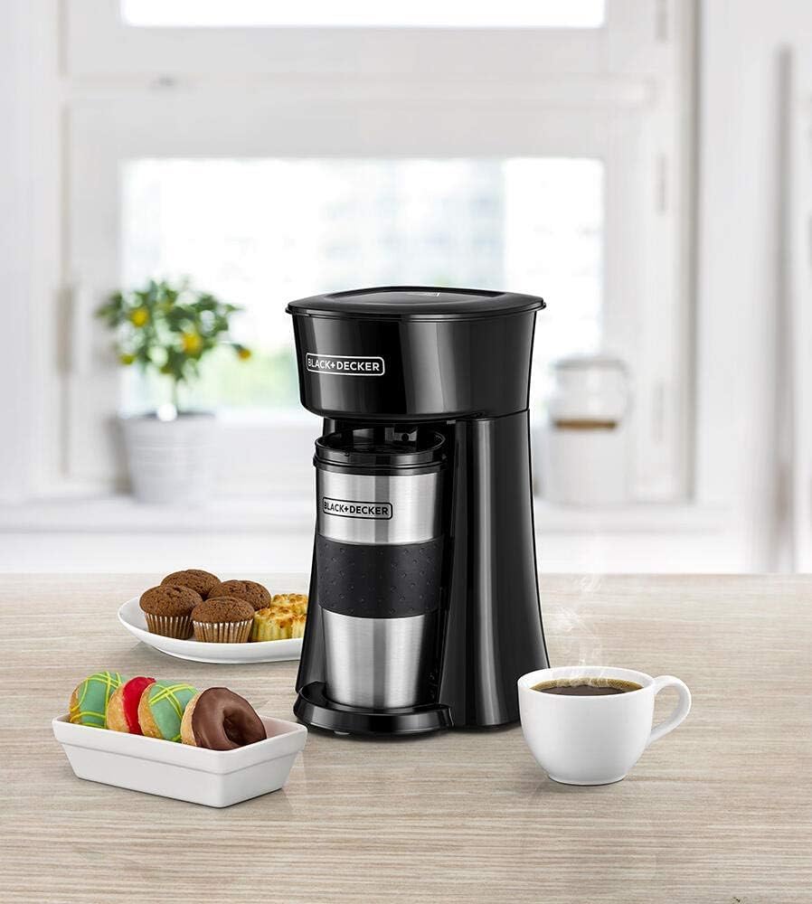 Black & Decker Coffee Machine 650W Personal Brewer 360ml Travel Cup DCM35