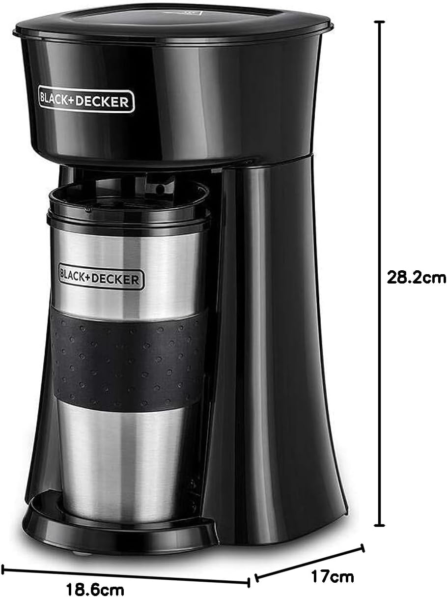 Black & Decker Coffee Machine 650W Personal Brewer 360ml Travel Cup DCM35