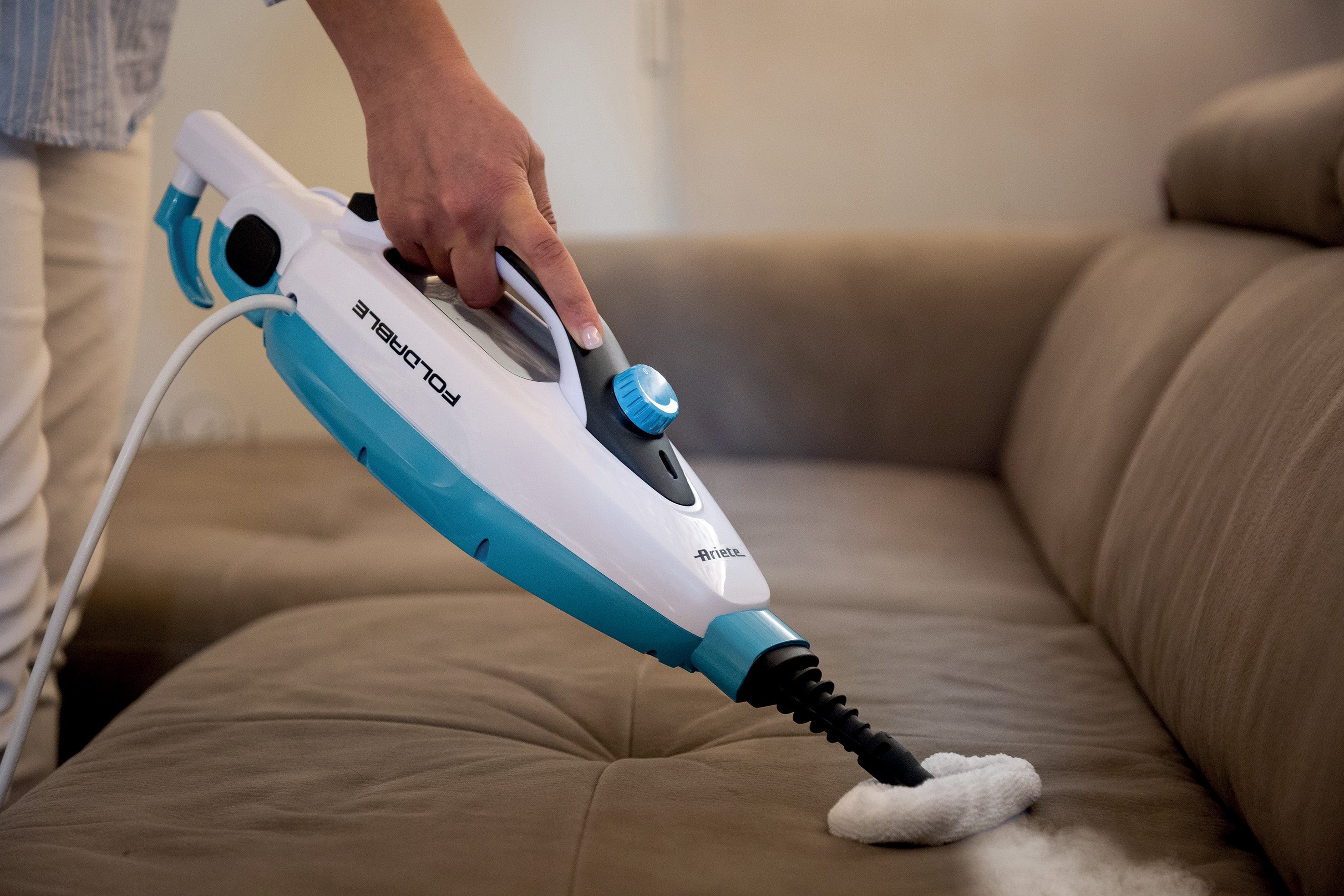 Ariete 10-in-1 Foldable Steam Mop 1500W Multi-Surface Cleaner 4175 Turquoise