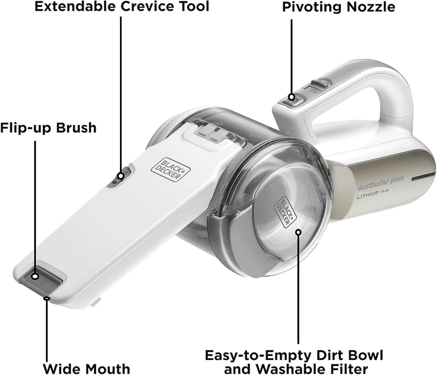 Black & Decker 14.4V Dustbuster Pivot Cordless Handheld Vacuum PV1420L B5