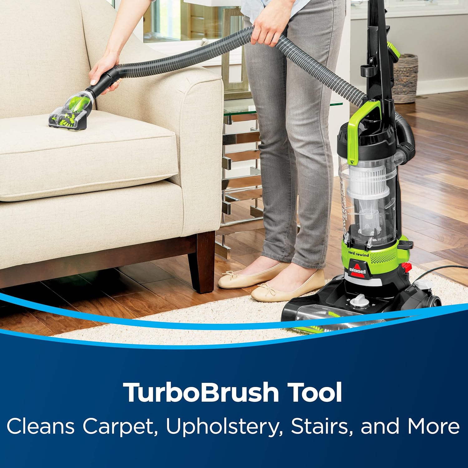 Bissell PowerForce Helix Turbo Rewind 2261E Upright Vacuum Automatic Cord Pet