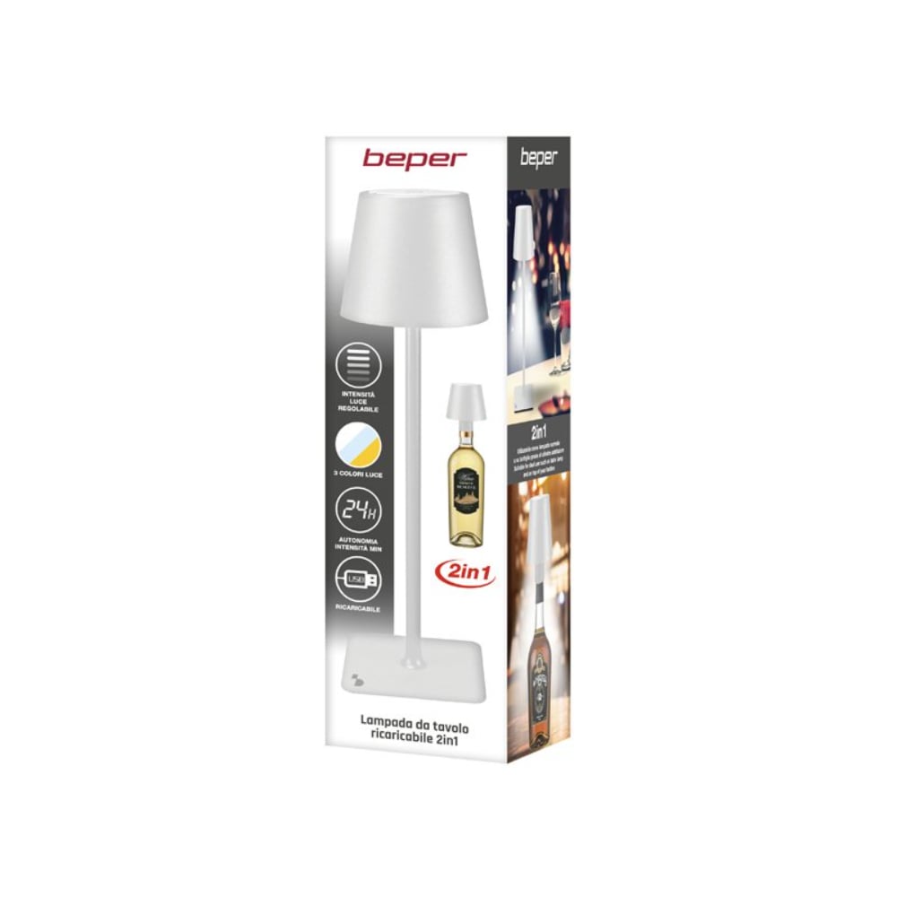 Beper Rechargeable Table Lamp 2 In 1 - White