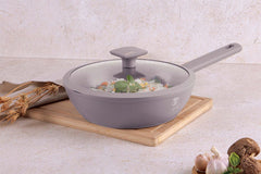 Berlinger Haus 24cm Deep Fry Pan With Lid Taupe TitanPro Non-Stick Induction