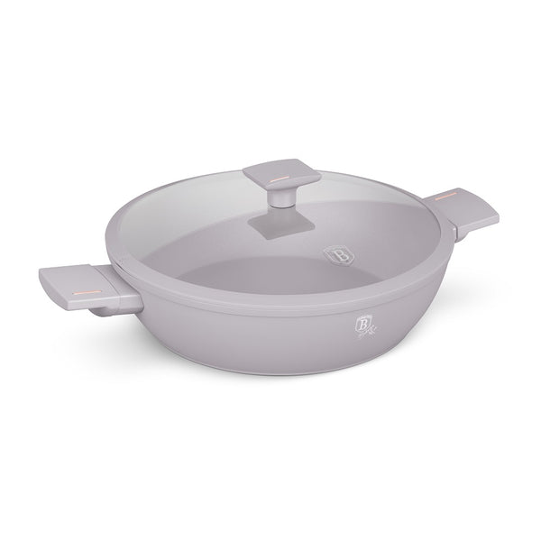 Berlinger Haus 30cm Shallow Pot With Lid Taupe TitanPro Non-Stick Induction