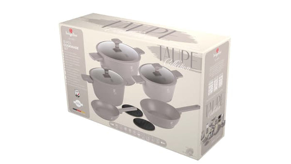 Berlinger Haus 10pc Cookware Set Taupe TitanPro Non-Stick Strainer Lid Induction
