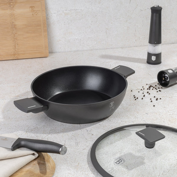 Berlinger Haus 28cm Shallow Pot With Lid Anthracite TitanPro Non-Stick Induction