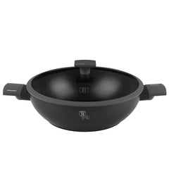Berlinger Haus 30cm Wok Pan With Lid Anthracite TitanPro Non-Stick Induction