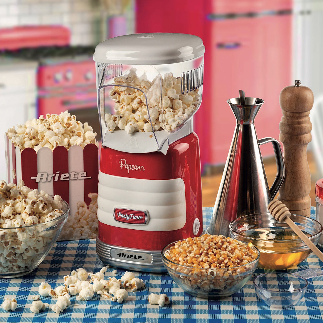 Ariete 2956 Popcorn Party Time 1100W Hot Air Oil-Free Popcorn Maker Retro