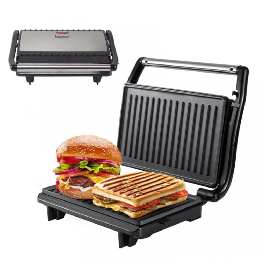 Beper Electric Grill, Non Stick Coating, Steel, 800W Black