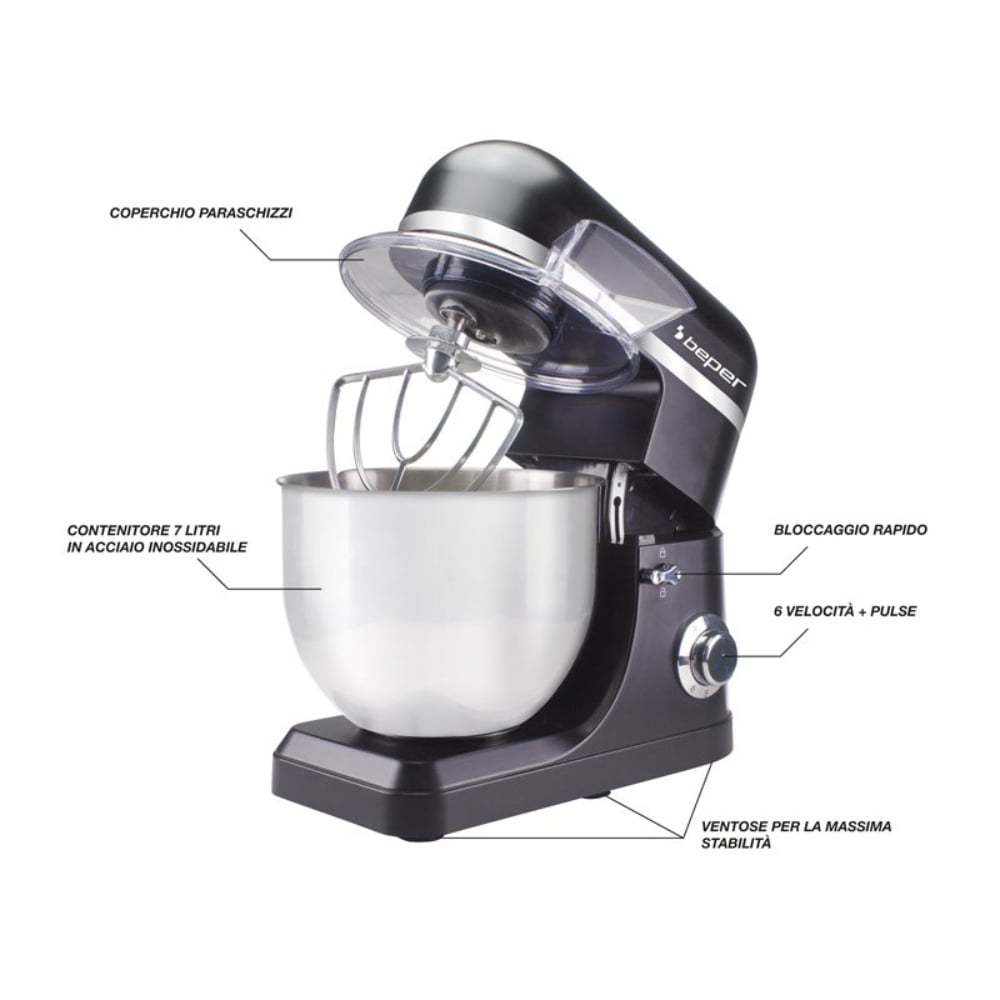 Beper 7L Pastry Mixer With 6 Speeds And Pulse Function - Bread Mixer