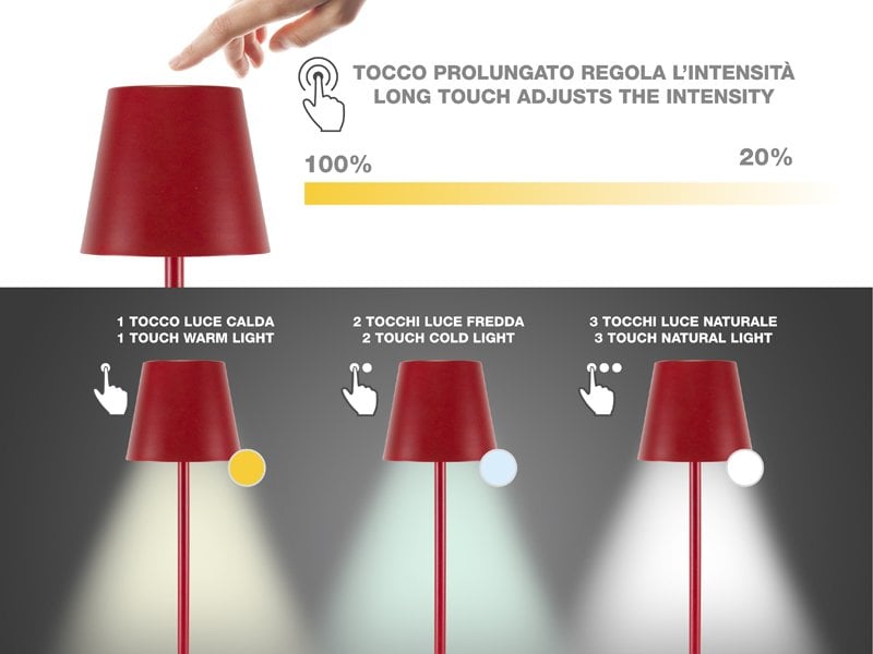 Beper Rechargeable 2IN1 Cristal Table Lamp - Christmas Edition Red