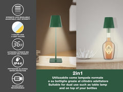 Beper Rechargeable 2IN1 Cristal Table Lamp - Christmas Edition Dark Green