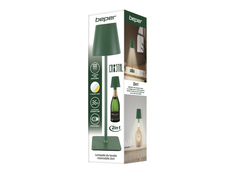 Beper Rechargeable 2IN1 Cristal Table Lamp - Christmas Edition Dark Green