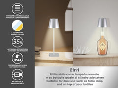Beper Rechargeable 2IN1 Cristal Table Lamp - Christmas Edition Grey