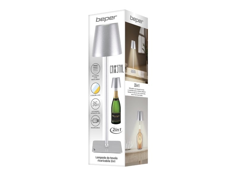 Beper Rechargeable 2IN1 Cristal Table Lamp - Christmas Edition Grey