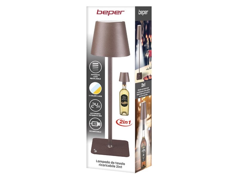 Beper Rechargeable 2IN1 Cristal Corten Table Lamp