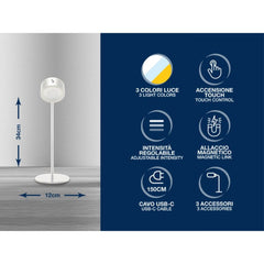 Beper Rechargeable 3in1 Magnet Lamp, White