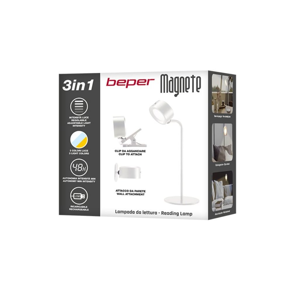 Beper Rechargeable 3in1 Magnet Lamp, White