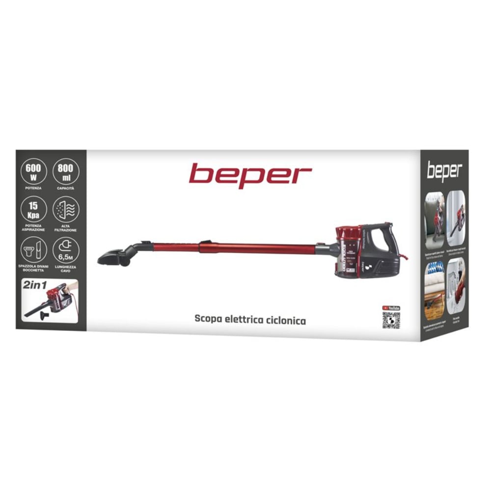 Beper 2-In-1 Corded Stick Vacuum Cleaner 600W, Dust Extractor