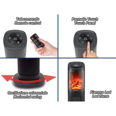 Beper Ceramic Fan Heater Column 2000W Ceramic Black