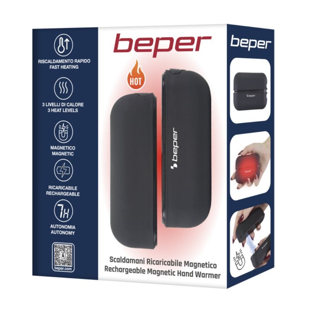 Beper Hand Warmer Rchargeable Magnetic, 3 Heat Level, USB-C Charging