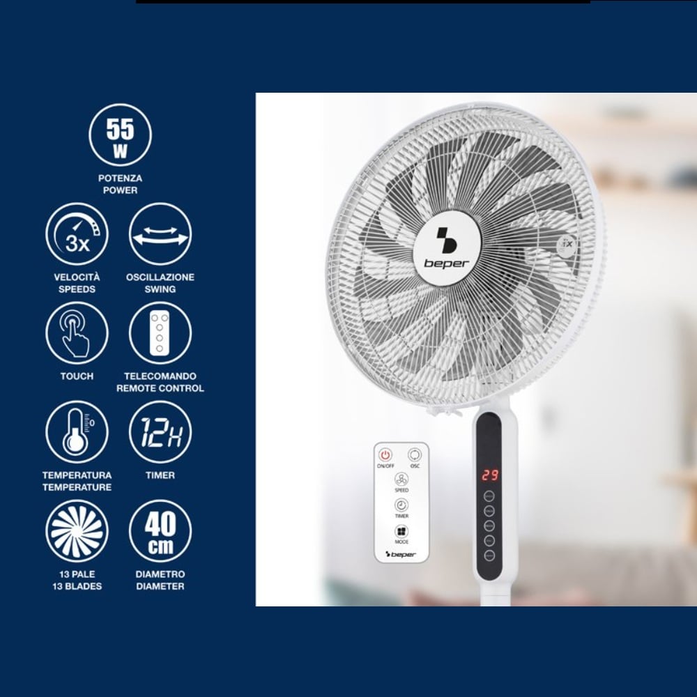 Beper 3IN1 -13 Blades Stand Fan