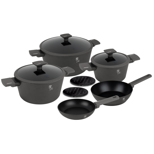 Berlinger Haus 10pc Cookware Set Anthracite TitanPro Non-Stick Induction Base