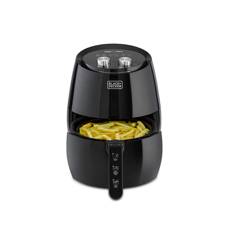 Black & Decker 4.5L Rapid Air Convection Manual Aerofry Airfryer, Blac