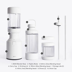 Beast Mighty 850 Plus Personal Blender 850W 3 Vessels Cloud White B85MH WT EU