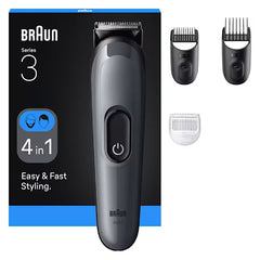 Braun All-In-One Series 3 Aio3500 4-In-1 Trimmer Beard & Hair Clipping Grey