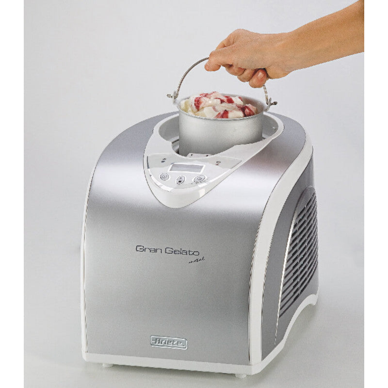 Ariete Gran Gelato Metal Ice Cream Maker 135W Built-in Compressor LCD Silver