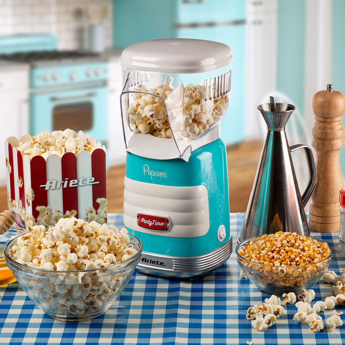 Ariete 2956 Popcorn Party Time 1100W Hot Air Oil-Free Popcorn Maker Retro