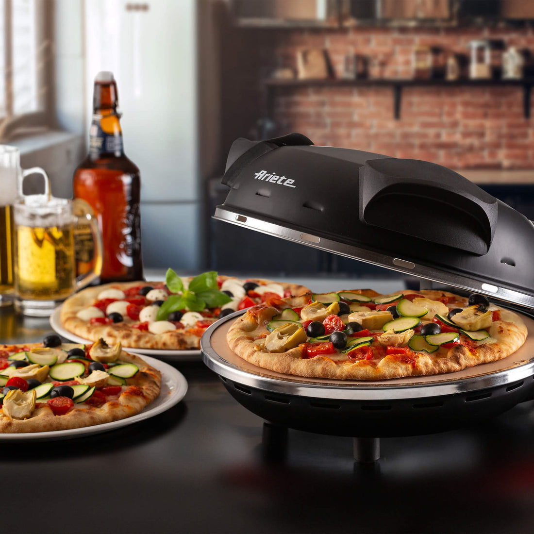 Ariete Pizza Oven 1200W High Heat Refractory Stone Manakish Maker Retro