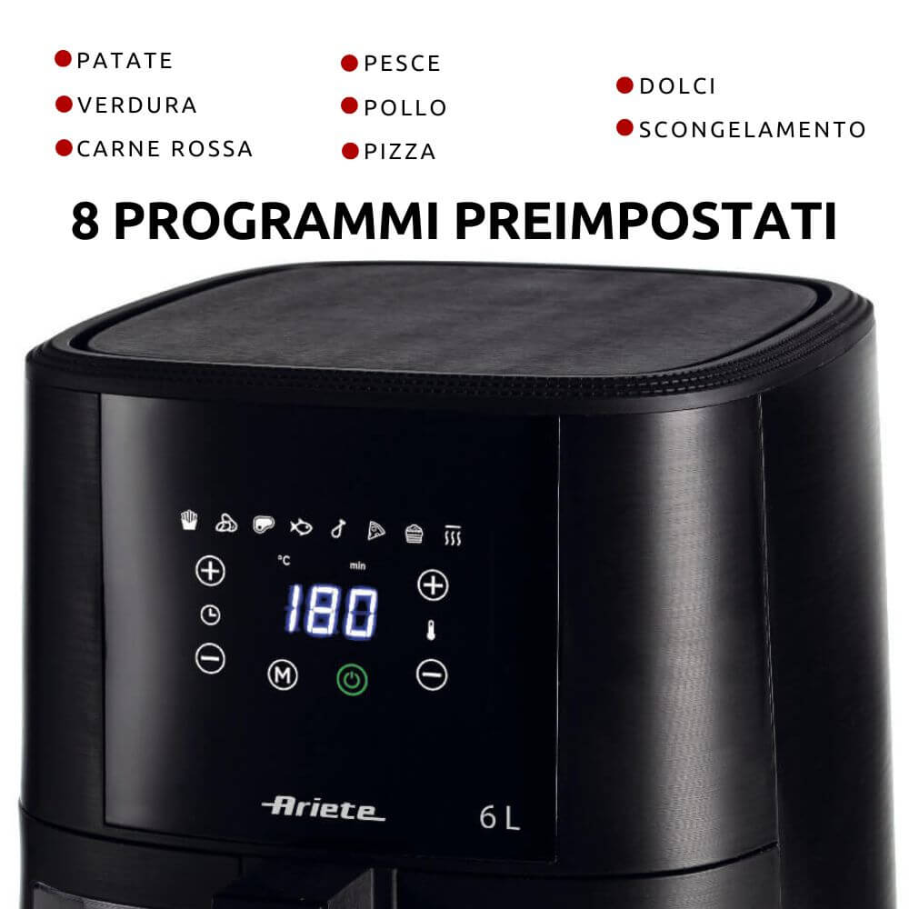 Ariete 6L Digital Air Fryer 1300W Touchscreen Oil Free Healthy Cooker