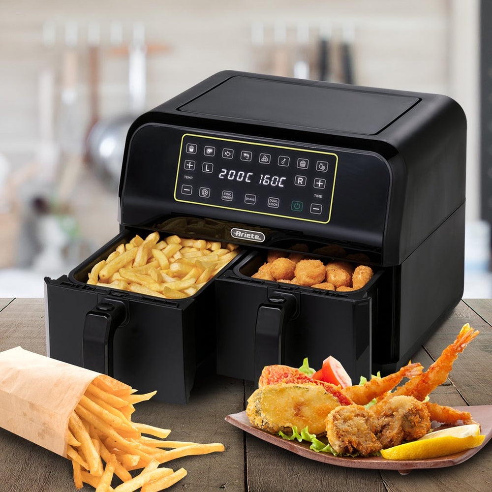 Ariete 8L Dual Basket Air Fryer 1700W Double Zone Healthy Oil Free Fryer
