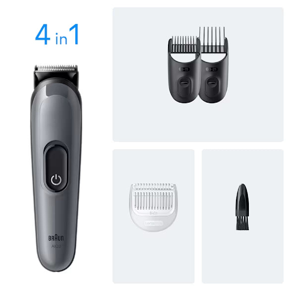 Braun All-In-One Series 3 Aio3500 4-In-1 Trimmer Beard & Hair Clipping Grey